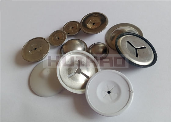 غطاء قبة ألومنيوم عيار 12 مقاس 1-1/2 بوصة مع حشوة غسالة قفل ذاتي من الفولاذ المقاوم للصدأ