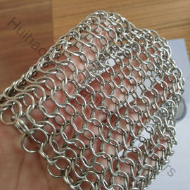 7 "× 7" من الفولاذ المقاوم للصدأ سلسلة بريد حلقة شبكة المكنسة للصلب الصلب أدوات الطبخ
