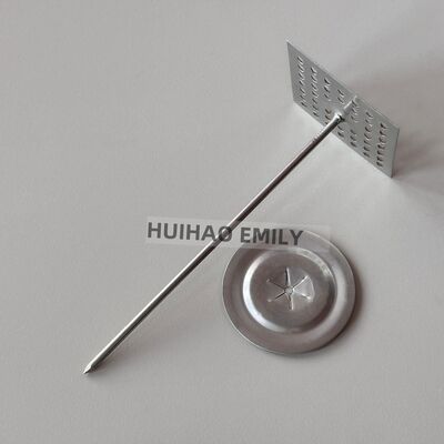 دبابيس تثبيت صوف صخري بقاعدة مثقبة 50 مم مع غسالة بغطاء قبة