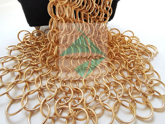 شبكة منسوجة من الفولاذ المقاوم للصدأ بلون ذهبي وردي مطلي بتقنية PVD على شكل حلقة دائرية