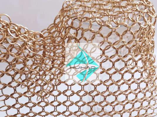 شبكة منسوجة من الفولاذ المقاوم للصدأ بلون ذهبي وردي مطلي بتقنية PVD على شكل حلقة دائرية