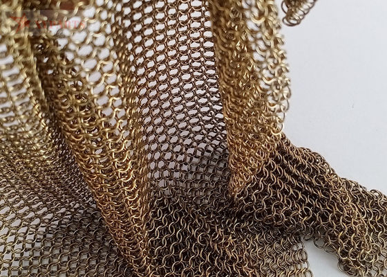لون نحاسي Chainmail شبكة الستار الديكور الفضاء الداخلي 0.53 مللي متر 3.81 مللي متر