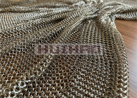 7mm و 12mm الذهبية اللون electroplated الفولاذ المقاوم للصدأ حلقة شبكة الستار في أنواع لحام وغير لحام لتزيين الفضاء