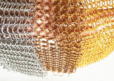 الفولاذ المقاوم للصدأ شبكة معدنية الطوق للواجهات ، والنحاس المعادن Chainmail حلقة الستار